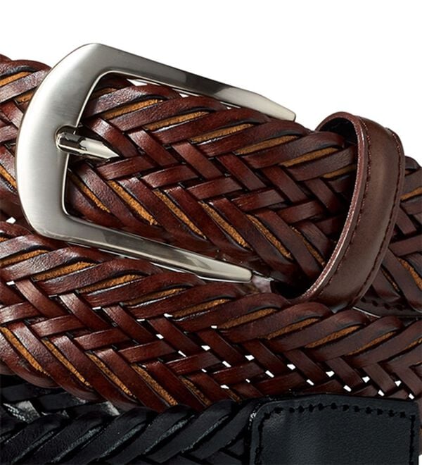 「＜プレリー＞イタリアンレザーメッシュベルト（メンズベルト）」｜ブラウン