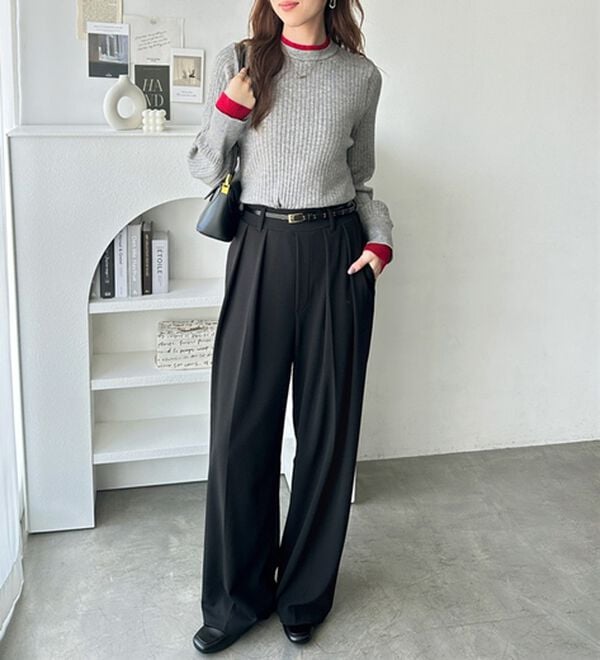 GeeRA（ジーラ）の「【再入荷】レイヤード風モチっと柔らかリブニット（ニット・セーター）」｜詳細画像