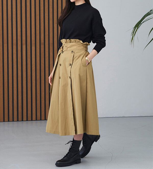 RANAN（ラナン）の「ナイロン素材トレンチフレアースカート（ロングスカート）」｜詳細画像