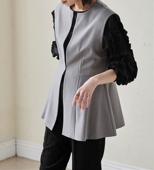 RANAN（ラナン）の「機能付！麻調素材ペプラムジレベスト（ジレ）」｜詳細画像