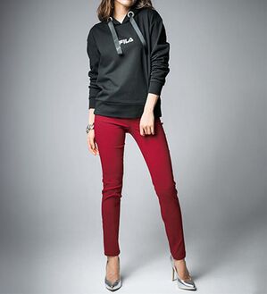 GeeRA（ジーラ）の「嬉しい機能付！美脚スキニーレギンスパンツ（フルレングスタイプ）（フルレングスパンツ）」｜レッド