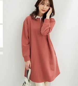 BELLUNA（ベルーナ）の「ボーダージャカード素材ラガーシャツワンピース（カットソーワンピース）」｜詳細画像