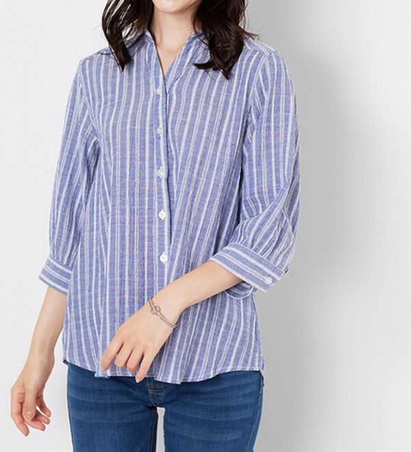 BELLUNA（ベルーナ）の「スキッパー衿ぽこぽこ素材ブラウス（ブラウス）」｜詳細画像