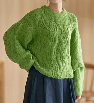 RANAN（ラナン）の「ビッグケーブル短丈ニット（ニット・セーター）」｜グリーン