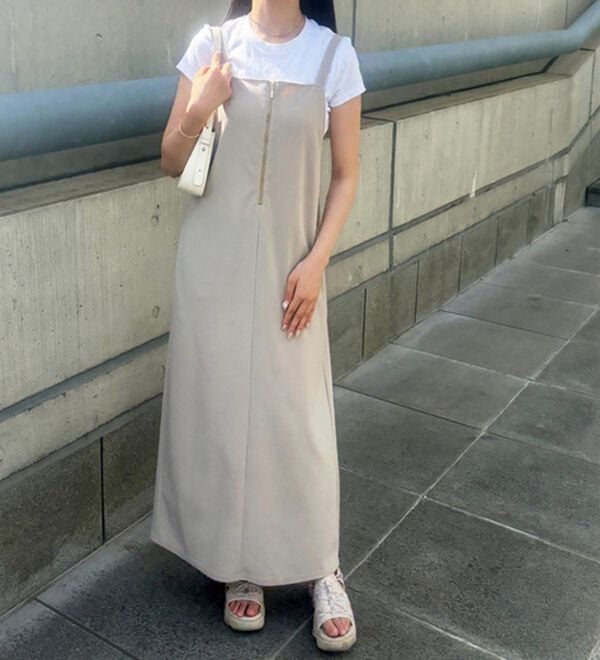 GeeRA（ジーラ）の「ハーフジップキャミワンピース（カットソーワンピース）」｜詳細画像