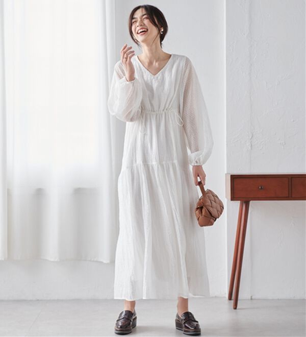 RANAN（ラナン）の「シアーチェックドロストギャザーティアードワンピ（その他ワンピース）」｜詳細画像