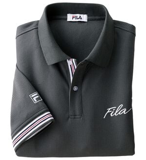 「＜フィラ＞キシリトール加工ワッフルデザインポロ（メンズポロシャツ）」｜チャコール