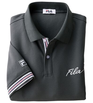 「＜フィラ＞キシリトール加工ワッフルデザインポロ（メンズポロシャツ）」