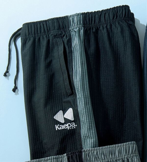 「＜ケイパ＞シアサッカージャージパンツ（メンズフルレングスパンツ）」｜ブラック