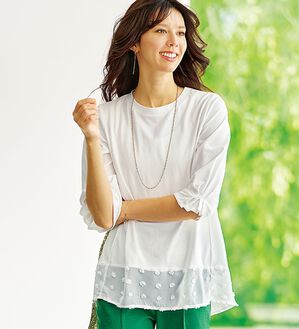 BELLUNA（ベルーナ）の「裾シアードット切替プルオーバー（カットソー）」｜オフ白