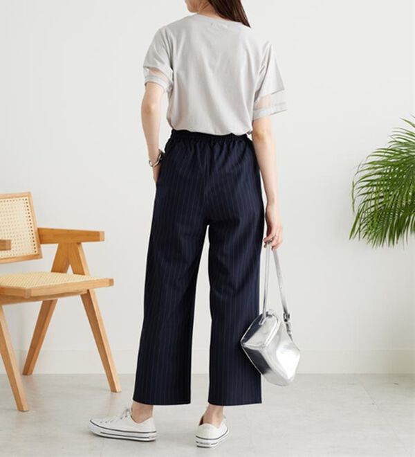 BELLUNA（ベルーナ）の「【嬉しい機能付き！】とろみ素材ドロスト使いワイドパンツ（ワイドパンツ・ガウチョ）」｜詳細画像