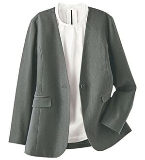 BELLUNA（ベルーナ）の「カジュアルコーデを格上げ！ウール調ノーカラージャケット（ノーカラージャケット）」｜杢グレー