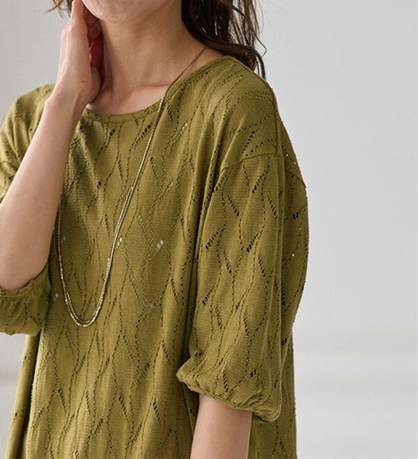 BELLUNA（ベルーナ）の「ストレッチレース素材ふんわり袖チュニック（チュニック）」｜詳細画像