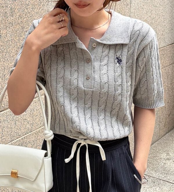 RANAN（ラナン）の「＜U.S.POLO ASSN.＞半袖ケーブルポロニット（シャツ）」｜詳細画像