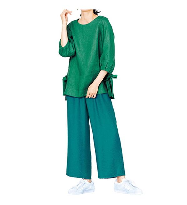 VINNO（ヴィノ）の「麻調ゆるワイドパンツ（ワイドパンツ・ガウチョ）」｜詳細画像