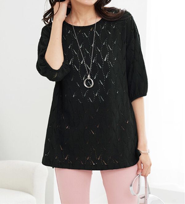 BELLUNA（ベルーナ）の「ストレッチレース素材ふんわり袖チュニック（チュニック）」｜詳細画像