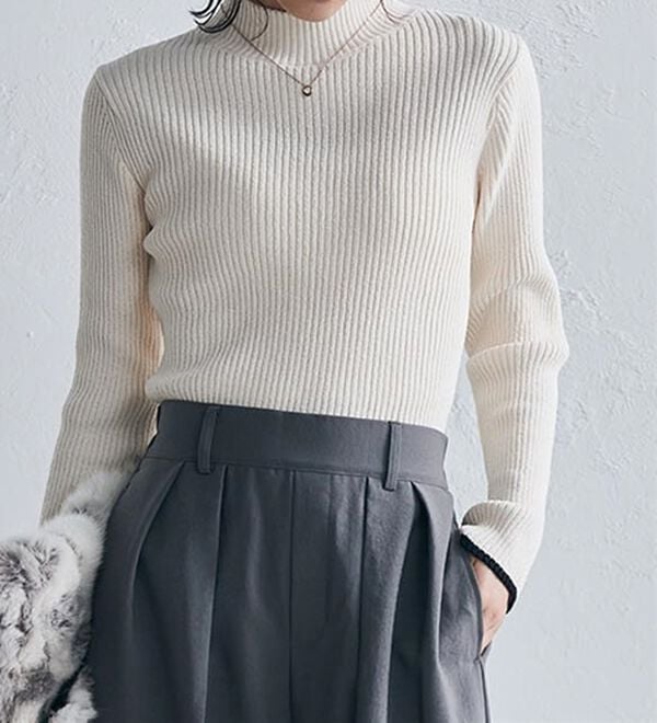 RANAN（ラナン）の「もちもちリブパイピングハイネックニット（ニット・セーター）」｜詳細画像