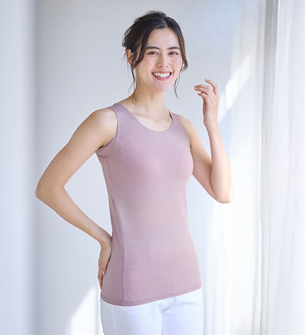 LAVIENNE（ラヴィエンヌ）の「【とろけるような肌ざわり】テンセル（ＴＭ）繊維コットン混汗取りパッド付タンク（肌着・インナーウェア）」｜詳細画像