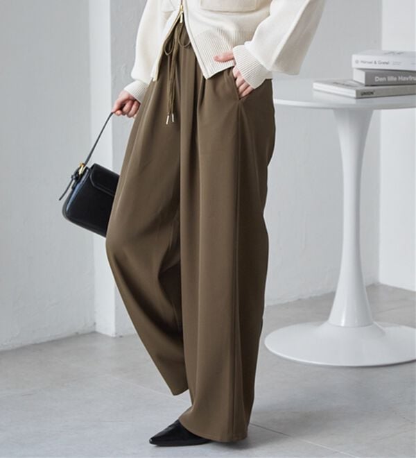 RANAN（ラナン）の「ひんやり！とろみ2タック体型カバーパンツ（フルレングスパンツ）」｜詳細画像