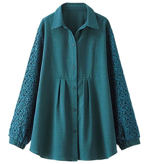 BELLUNA（ベルーナ）の「麻調素材袖レースブラウス（ブラウス）」｜詳細画像