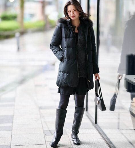 MONT-BELL ダウン90% リアルファー ロングダウンコート