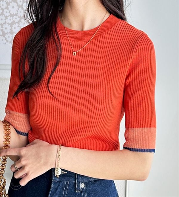 GeeRA（ジーラ）の「『ドラマ着用商品』 袖口シアーリブニット（ニット・セーター）」｜詳細画像