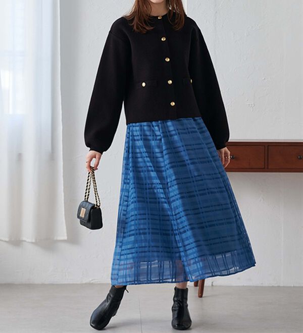 RANAN（ラナン）の「シアーチェックスカート（ロングスカート）」｜詳細画像