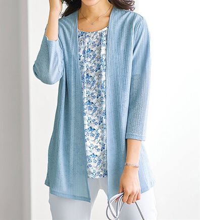 BELLUNA（ベルーナ）の「シフォンプリントカーディガンアンサンブル（アンサンブル）」