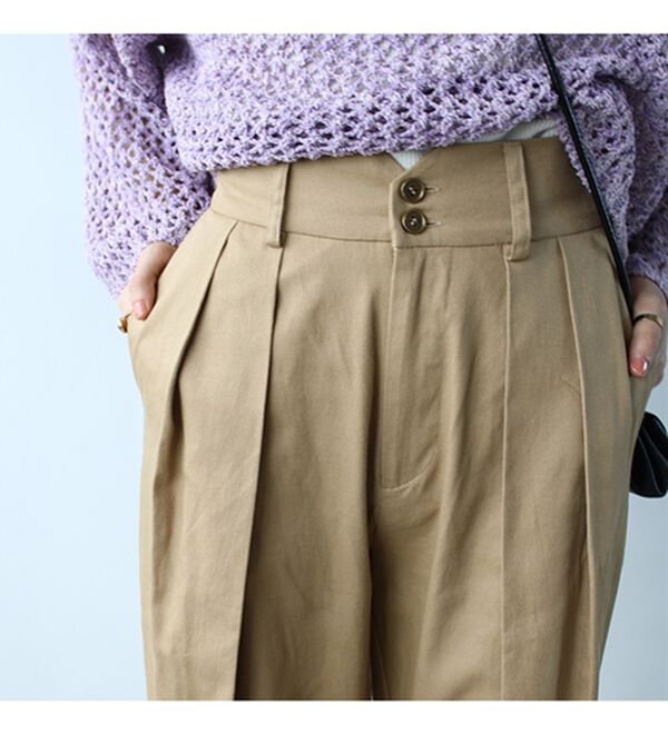 GeeRA（ジーラ）の「ハイウエストタックデザインチノパンツ（フルレングスパンツ）」｜詳細画像