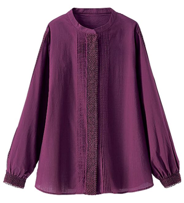 BELLUNA（ベルーナ）の「綿１００％レース&times;ピンタックデザインブラウス（ブラウス）」｜詳細画像