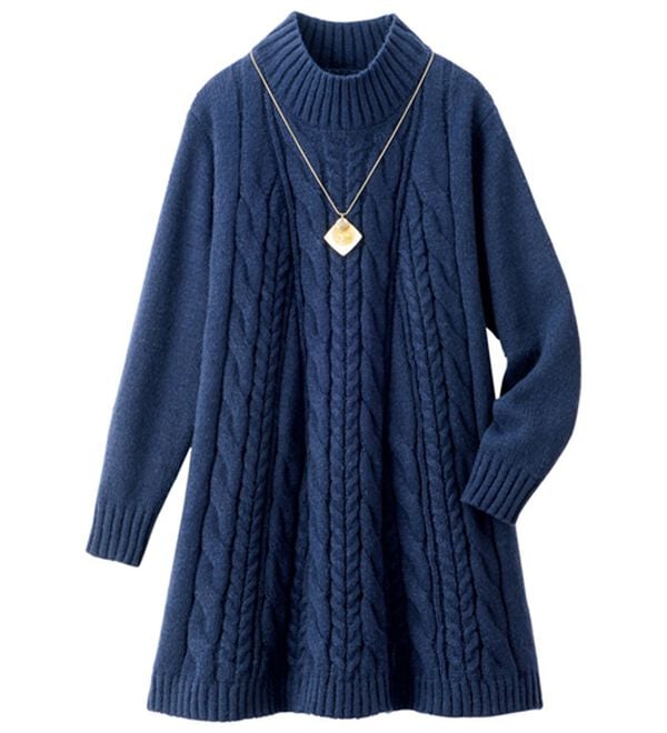 ルフラン（ルフラン）の「【２色組】すっきり見えの編地ニットチュニック（ニット・セーター）」｜詳細画像