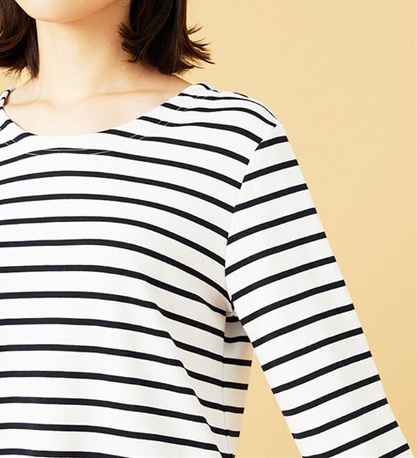 BELLUNA（ベルーナ）の「柔らかポンチ素材ボーダープルオーバー（カットソー）」｜詳細画像