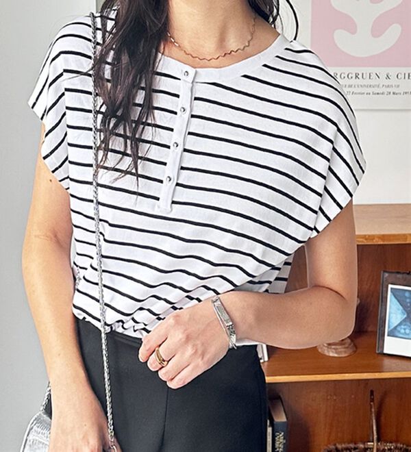 GeeRA（ジーラ）の「綿１００％前後２ＷＡＹシルケットフレンチスリーブカットソー（Tシャツ）」｜詳細画像