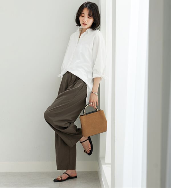 BELLUNA（ベルーナ）の「【吸水速乾】イージーケア！袖リボンシャツチュニック（チュニック）」｜詳細画像