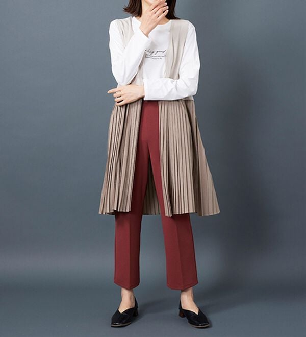 BELLUNA（ベルーナ）の「【Ｌａｇｒｉｌｕａ】異素材切替プリーツロングベスト（ジレ）」｜詳細画像