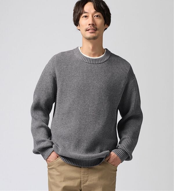 REMEN'S（リメンズ）の「【洗える】やわらかタッチ畦編みクルーネックセーター（メンズニット・セーター）」｜詳細画像