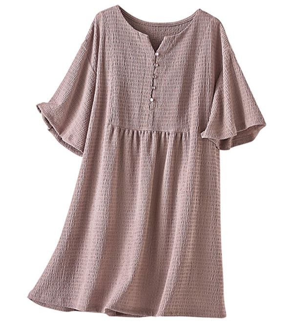 BELLUNA（ベルーナ）の「よく伸びてラク！ポコポコ着やせチュニック（チュニック）」｜ローズグレー