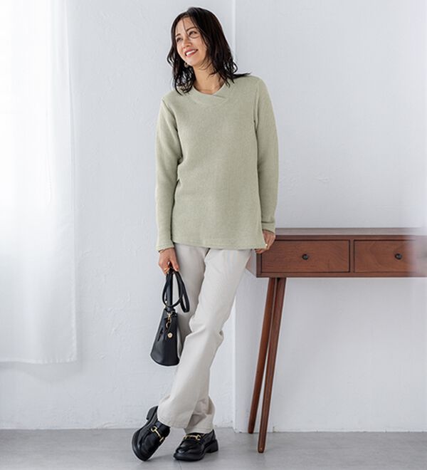 BELLUNA（ベルーナ）の「【静電気防止】ニットが苦手な方にも優しいプルオーバー（カットソー）」｜詳細画像