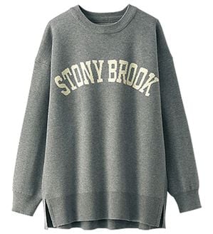 BELLUNA（ベルーナ）の「ジャカードニット素材ロゴプルオーバー（ニット・セーター）」｜杢グレー