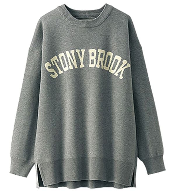 BELLUNA（ベルーナ）の「ジャカードニット素材ロゴプルオーバー（ニット・セーター）」｜杢グレー