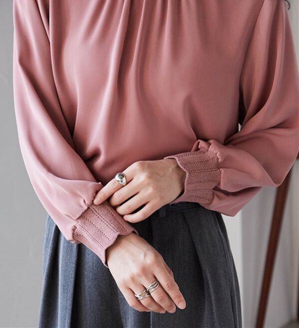 RANAN（ラナン）の「スカラップリブニット使いブラウス（ブラウス）」｜詳細画像