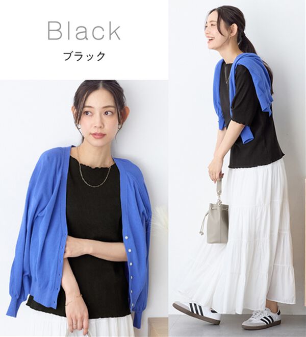 Viola e Viola（ヴィオラ エ ヴィオラ）の「【ひんやり／上品】リブメロウＴシャツ（カットソー）」｜詳細画像