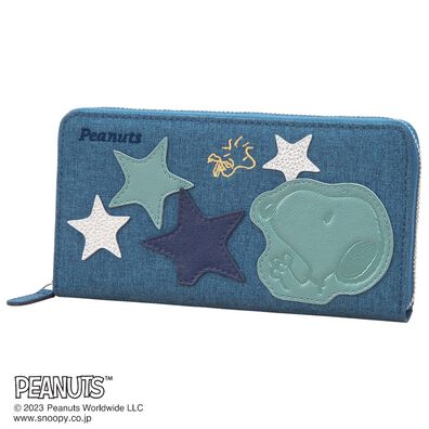 「キャラクターデニム調&times;本革パッチワークシリーズ　ラウンド長財布（財布・パスケース）」