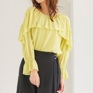 RANAN（ラナン）の「ラッフルフリルブラウス（ブラウス）」｜ライトグリーン