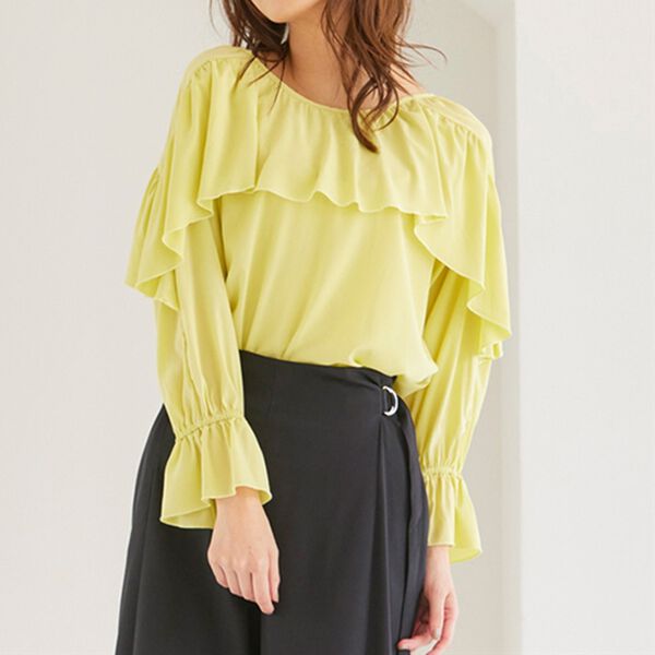 RANAN（ラナン）の「ラッフルフリルブラウス（ブラウス）」｜ライトグリーン