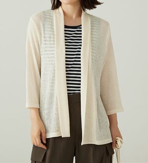 BELLUNA（ベルーナ）の「メッシュ素材トッパーカーディガン（ニットカーディガン）」｜アイボリー