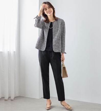 Viola e Viola（ヴィオラ エ ヴィオラ）の「【選べるボトムス】２点セット洗える！ツイードセットアップスーツ（その他スーツ）」