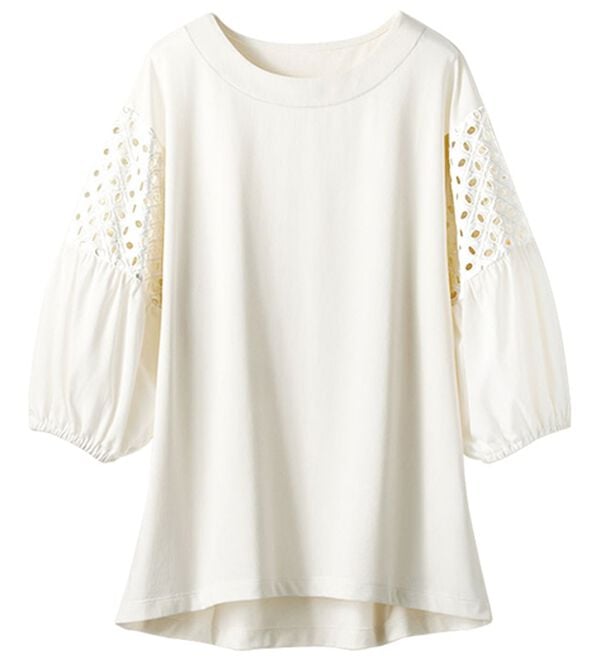 BELLUNA（ベルーナ）の「ボリューム袖レース切替プルオーバー（カットソー）」｜詳細画像