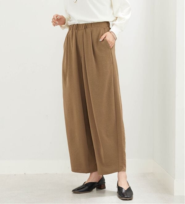 BELLUNA（ベルーナ）の「とろみビンテージ素材バレルパンツ（ワイドパンツ・ガウチョ）」｜モカカーキ