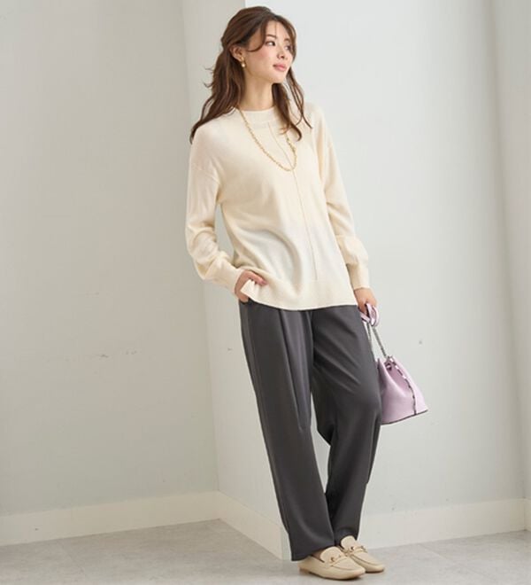 BELLUNA（ベルーナ）の「シュッと体型カバー！ワイドテーパード美脚パンツ（フルレングスパンツ）」｜詳細画像